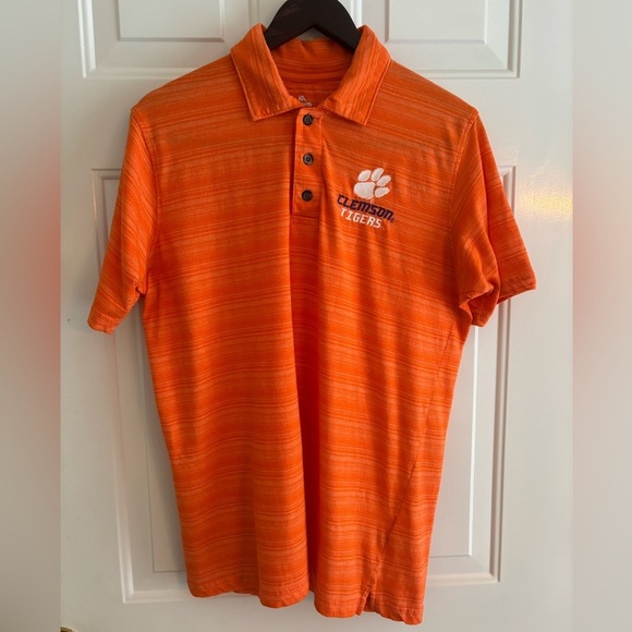 Knights Apparel Other - Clemson Tigers Orange Polo Shirt Men’s Large Cotton Blend Striped Short Sleeve